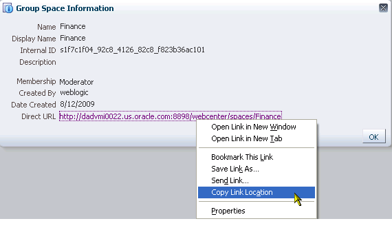 Copying a page's Direct URL