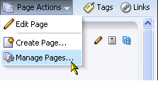 Manage Pages command on Page Actions menu