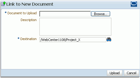 Link to New Document dialog box