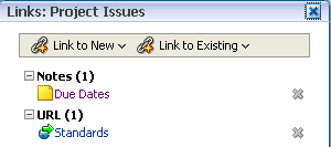 Links dialog box