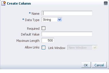 Create Column dialog