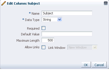 Edit Column dialog