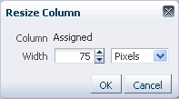 Resize Column dialog