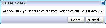 Delete Note dialog