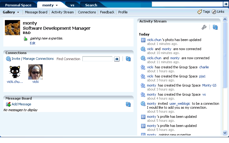 A user's default People Connections page