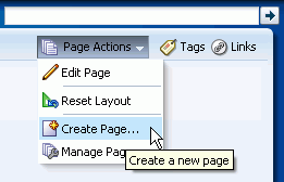 Create Page command on Page Actions menu