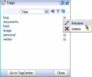 Rename command on tag drop-down menu