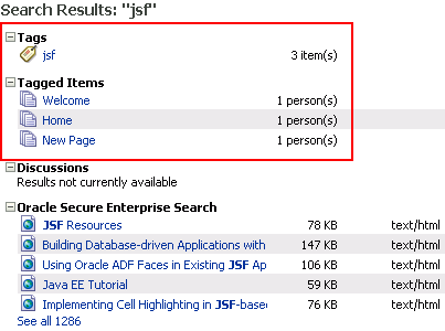 Tag-related items in search results