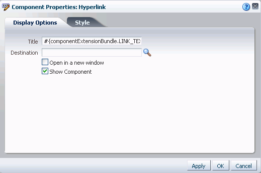 Hyperlink component properties