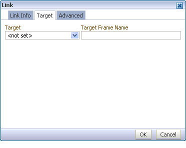 Target tab in the Link dialog