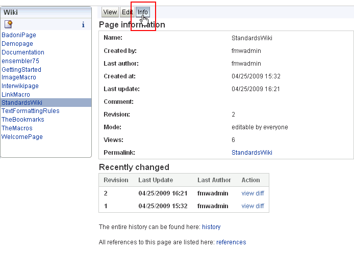 A wiki information page