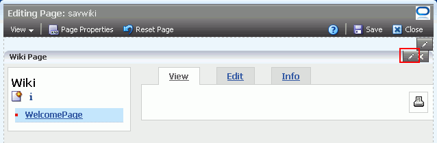 Edit icon on a Web Page in Oracle Composer