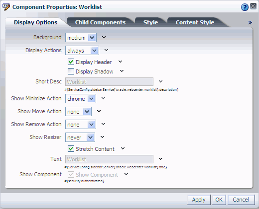 Recent Activity task flow properties