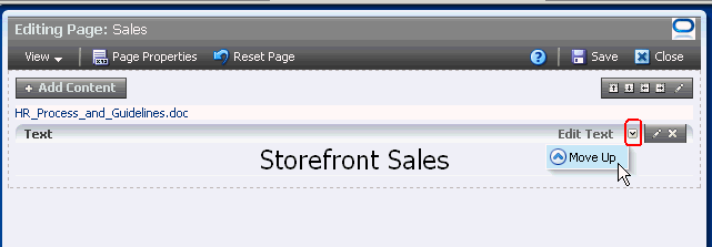 Move up arrow to reposition components