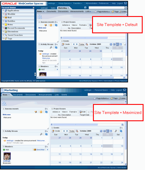 Application Templates - chromeLevel Options