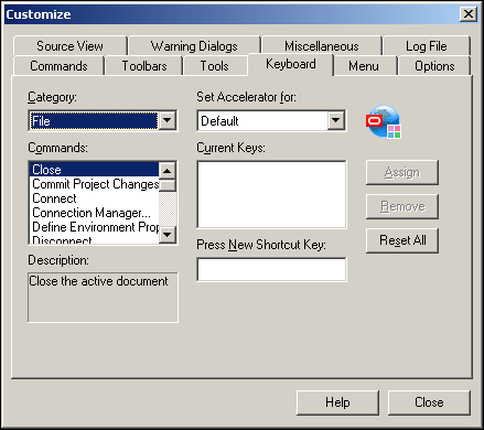 Keyboard Tab dialog