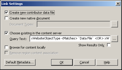 Link Settings dialog box