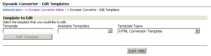 Dynamic Converter Edit Templates page