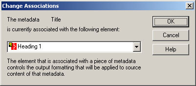 Element Setup - Change Metadata Associations Dialog