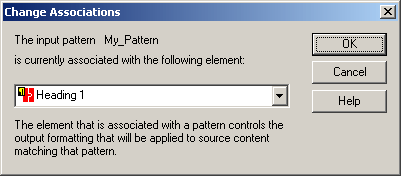 Element Setup - Change Pattern Association Dialog