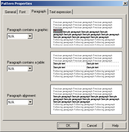 Element Setup - Pattern Property: Paragraph Tab