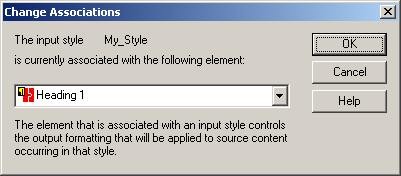 Element Setup - Change Style Associations Dialog