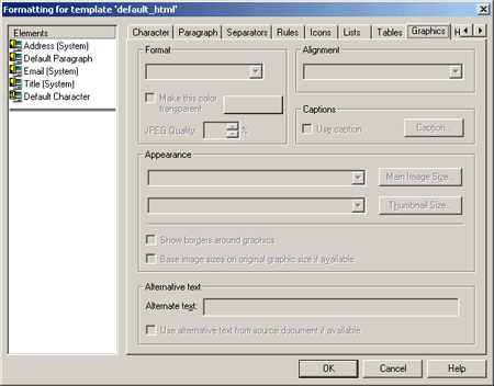 Formatting Graphics Dialog