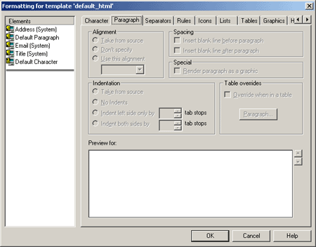 Formatting Paragraph Dialog