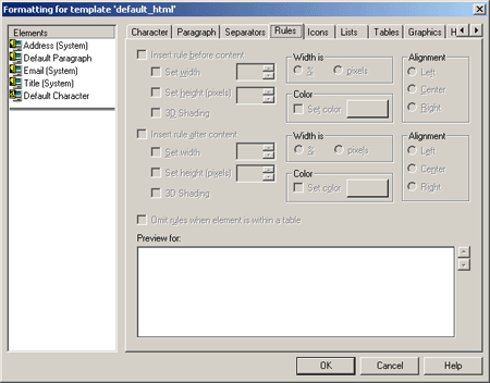 Formatting Rules Dialog