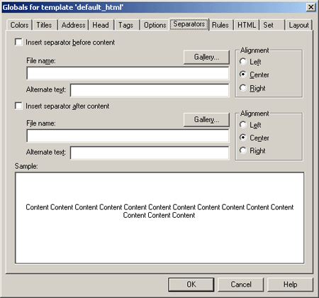 Separators Element Tab