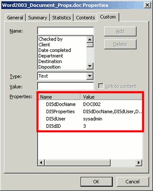 Graphic showing Word 2003 Doc Properties