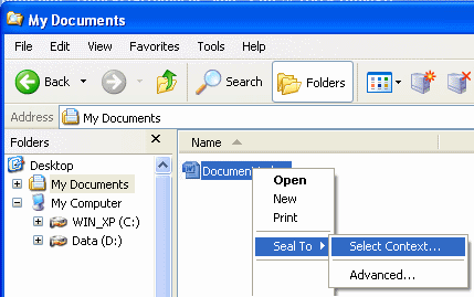 Seal To and Context menus selected