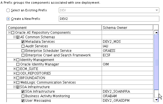 Components screen