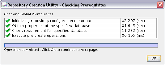 checking prerequisites for database connection