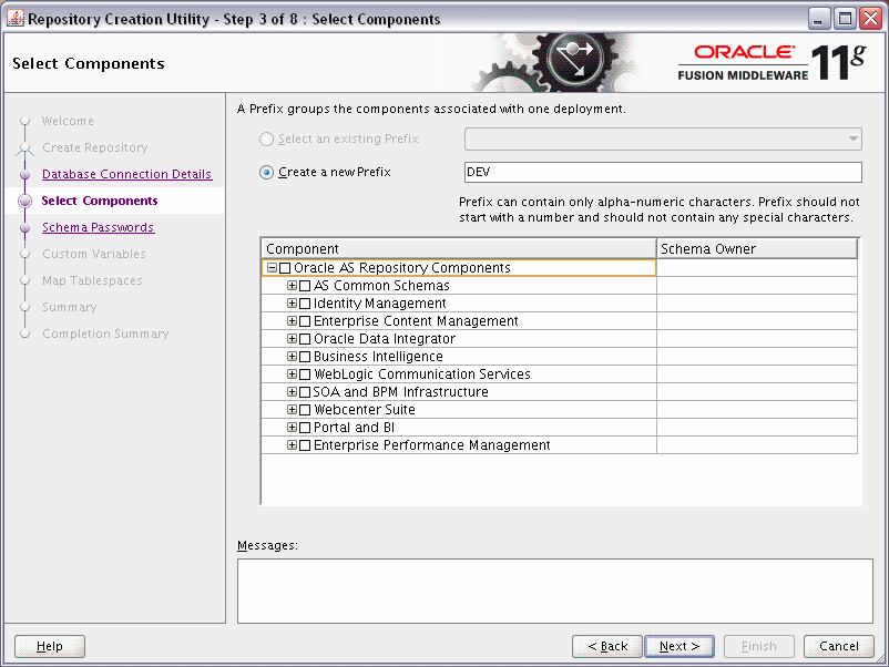 rcu select components screen