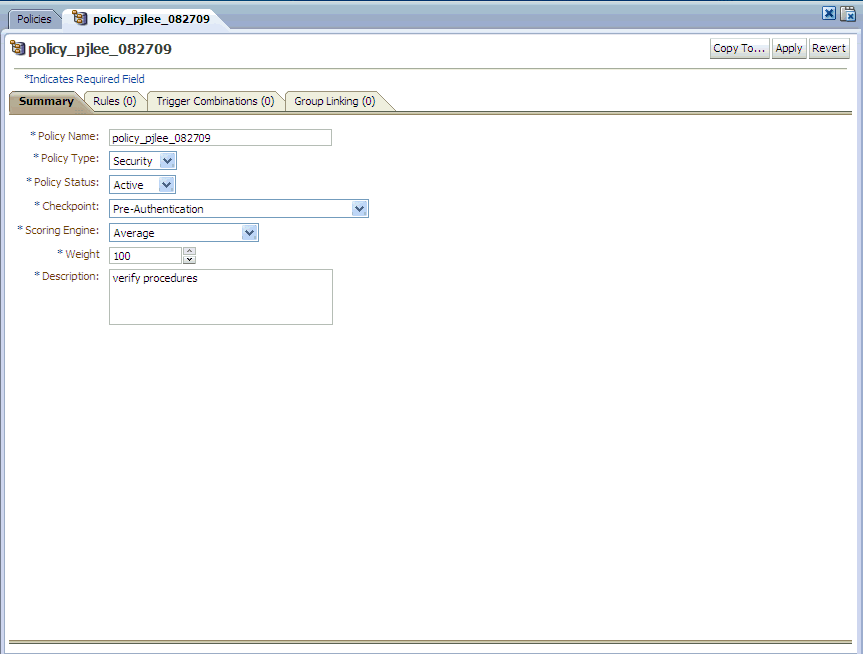 The Policy Details Summary is shown.