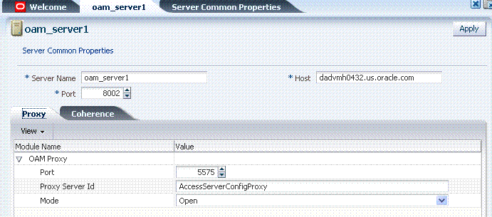 Server Configuration Page