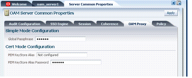 Server Common OAM Proxy Settings