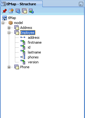 tlMap Descriptors in the JDeveloper Structure Pane