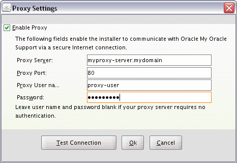 Proxy Configuration Screen