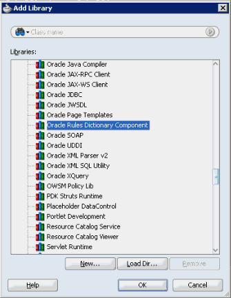 Adding the Oracle Rules Dictionary Component