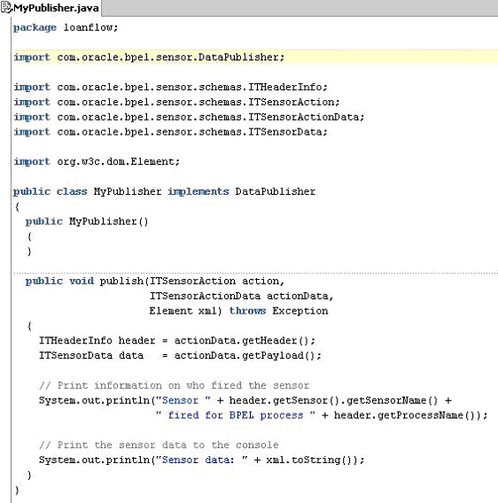 Sample custom data publisher class