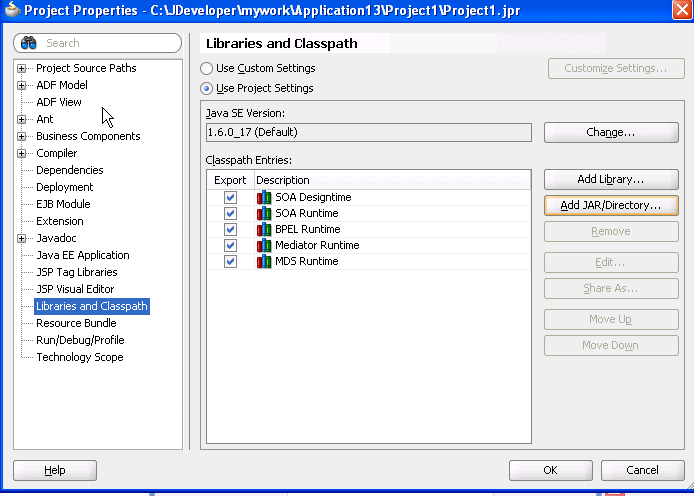 Adding a BPEL library to a BPEL project