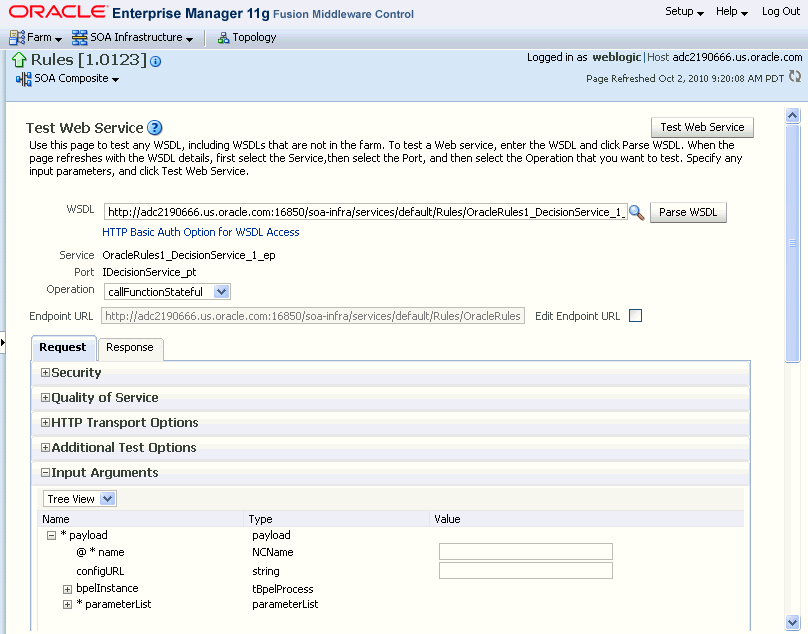 test standalone decision service