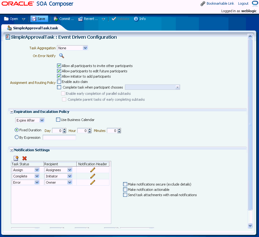 saving task config