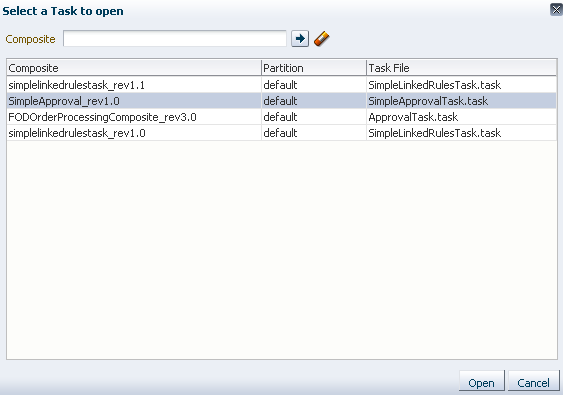 Selecting a Task to Open