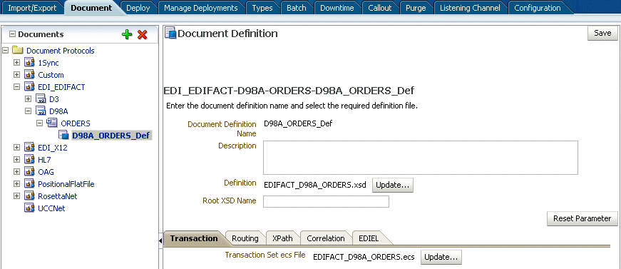 Importing guideline files in Oracle B2B