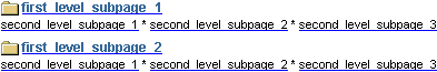 Sub-page links with asterisk separator