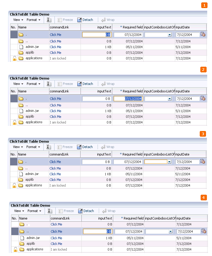 Tab Traversal Sequence in a table