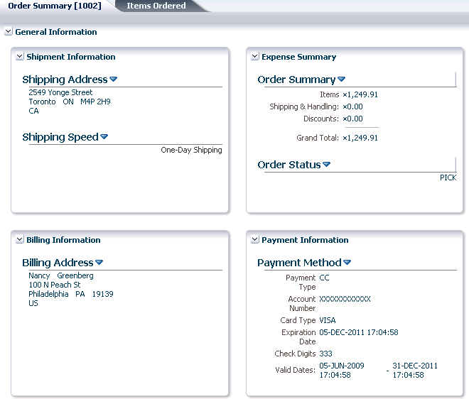 MyOrders page with 4 expanded panelBox